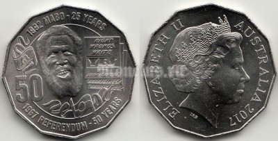 монета Австралия 50 центов 2017 год - Референдум 1967 года
