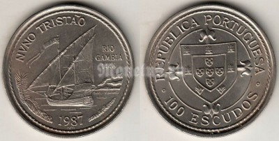 монета Португалия 100 эскудо 1987 год Великие географические открытия - реки Гамбии
