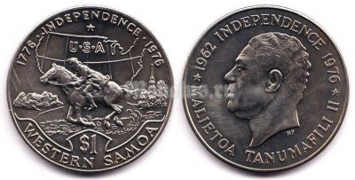 монета Самоа 1 тала 1976 год - 200 лет Независимости США