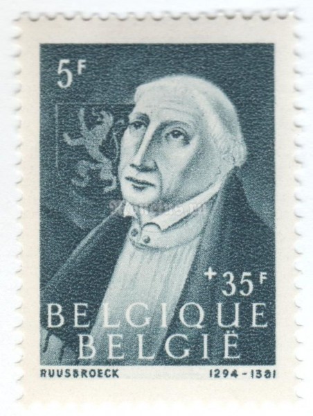 марка Бельгия 5+35 франка "Famous men" 1944 год