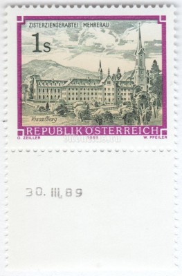 марка Австрия 1 шиллинг "Cistercian Abbey Mehrerau" 1989 год