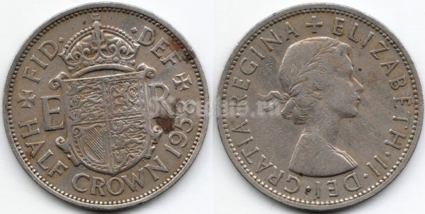 монета Великобритания 1/2 кроны 1958 год
