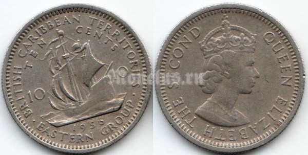 монета Восточные Карибы 10 центов 1956 год