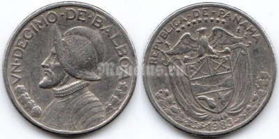 монета Панама 1/10 бальбоа 1983 год