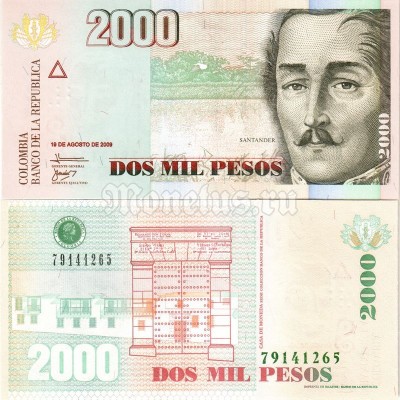 банкнота Колумбия 2000 песо 2009 год