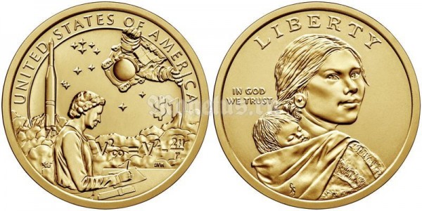 монета США 1 доллар 2019 год серии Коренные американцы и космос- достижения Марии Голда Росс