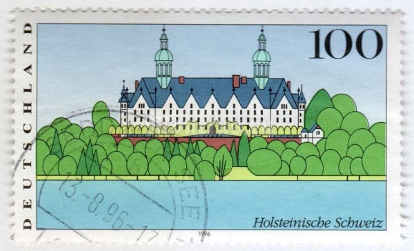 марка ФРГ 100 пфенниг "Holstein Switzerland (Views from Germany)" 1996 год Гашение