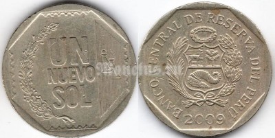 монета Перу 1 новый соль 2009 год
