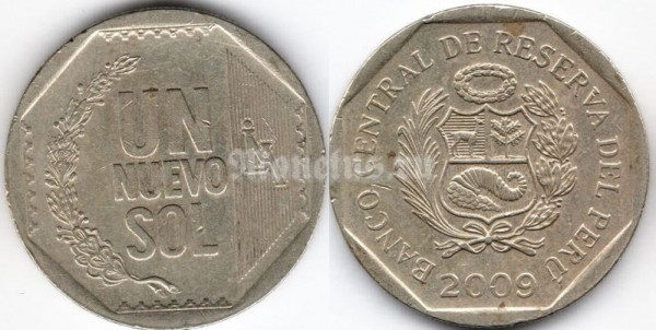 монета Перу 1 новый соль 2009 год