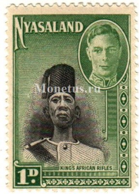 марка Ньясаленд 1 пенни 1945 год
