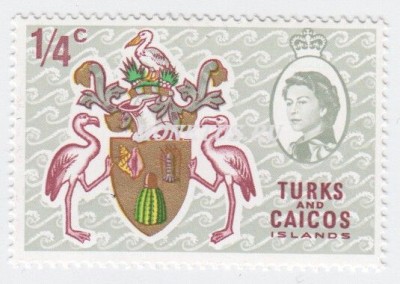 марка Теркс и Кайкос 1/4 цента Герб 1959 год