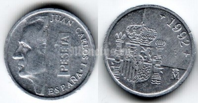 Монета Испания 1 песета 1992 год