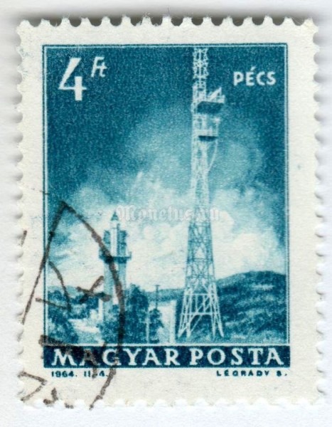 марка Венгрия 4 форинтов "Television Tower, Pécs**" 1964 год Гашение