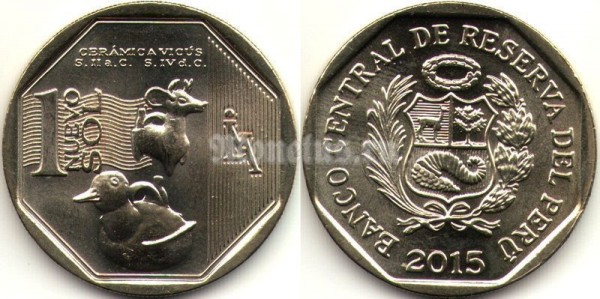 монета Перу 1 новый соль 2015 год Серия богатство и гордость Перу - Керамика Викус