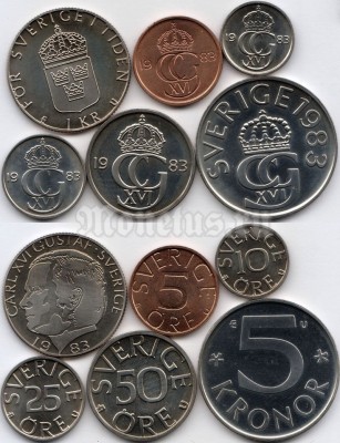 Швеция набор из 6-ти монет 1983 год