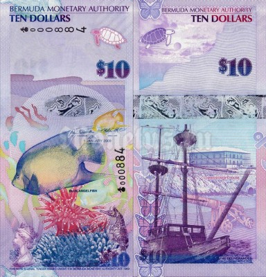 банкнота Бермудские острова 10 долларов 2009 год