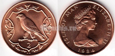монета Остров Мэн 2 пенса 1984 год
