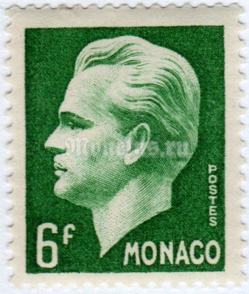 марка Монако 6 франков "Prince Louis II (1870-1949)" 1951 год