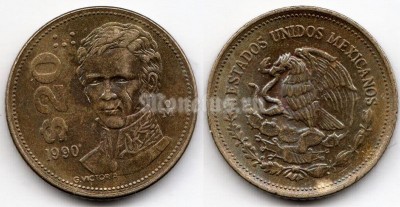 монета Мексика 20 песо 1990 год - Гуадалупе Виктория