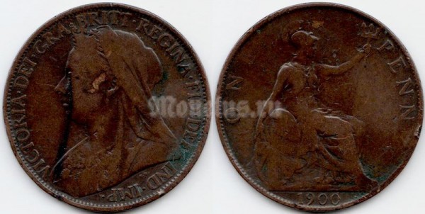 монета Великобритания 1 пенни 1900 год