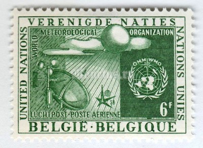 марка Бельгия 6 франков "World Meteorological Organization" 1958 год 