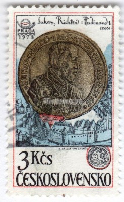 марка Чехословакия 3 кроны "Ferdinand I medal" 1978 год Гашение 