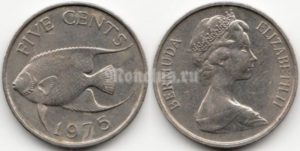 монета Бермуды 5 центов 1975 год