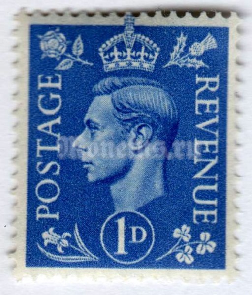 марка Великобритания 1 старый пенни "King George VI"