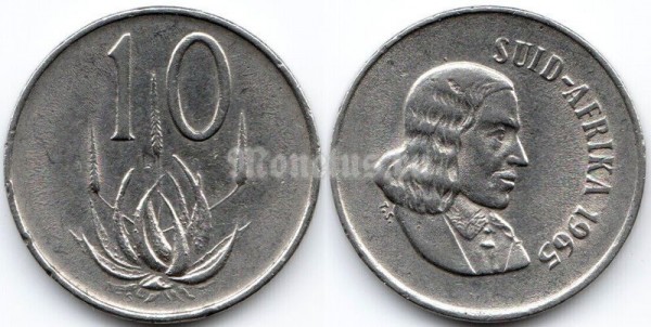 монета Южная Африка 10 центов 1965 год SUID-AFRIKA