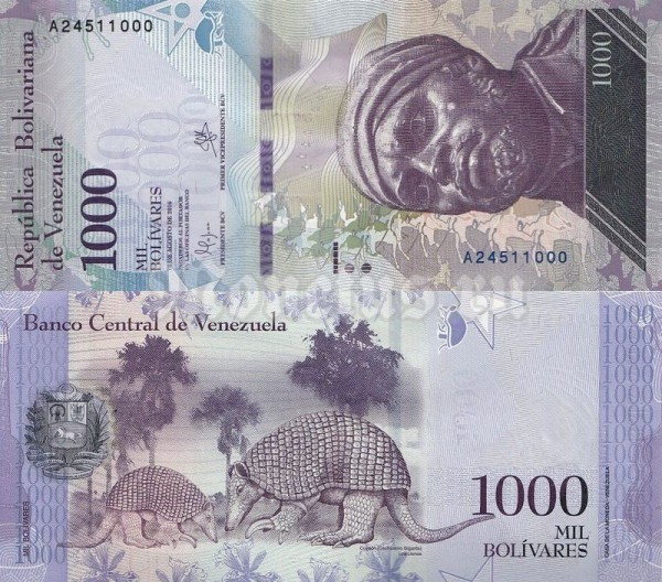 банкнота Венесуэла 1000 боливаров 2016 год