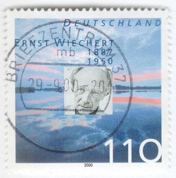 марка ФРГ 110 пфенниг "Wiechert, Ernst" 2000 год Гашение
