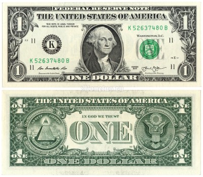 банкнота США 1 доллар 2013 год К (Даллас)