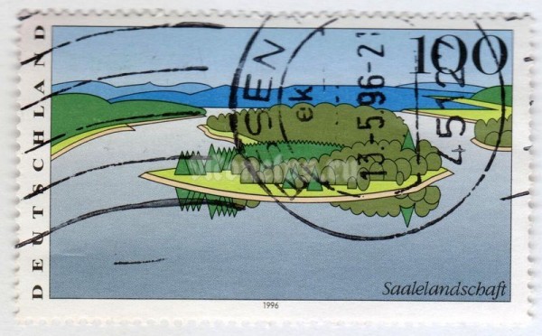 марка ФРГ 100 пфенниг "Saale landscape (Views from Germany)" 1996 год Гашение