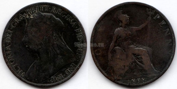 монета Великобритания 1 пенни 1898 год