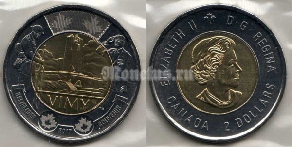 монета Канада 2 доллара 2017 год - Битва при Вими