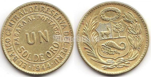 монета Перу 1 соль 1944 год