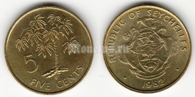 монета Сейшельские острова 5 центов 1982 год