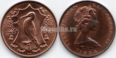 монета Остров Мэн 1 пенни 1984 год