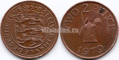 монета Гернси 2 пенса 1979 год