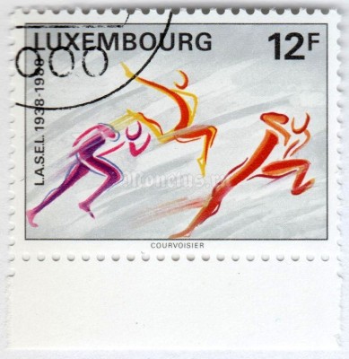 марка Люксембург 12 франков "League of Student Sport Association's" 1988 год Гашение