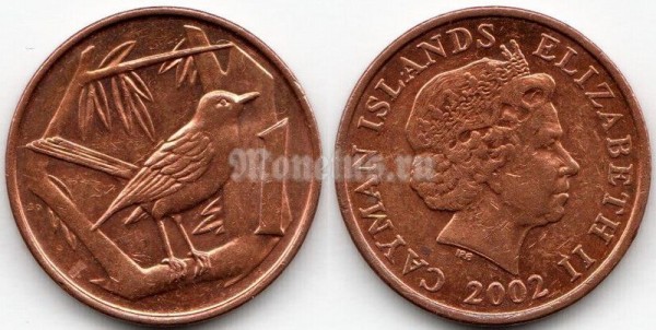 монета Каймановы острова 1 цент 2002 год