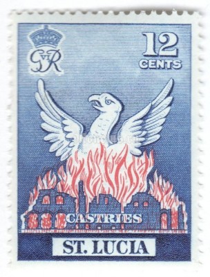 марка Сент-Люсия 12 центов "Phoenix Rising" 1951 год