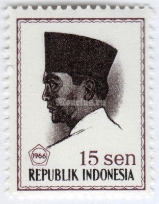 марка Индонезия 30 сен "President Sukarno" 1966 год