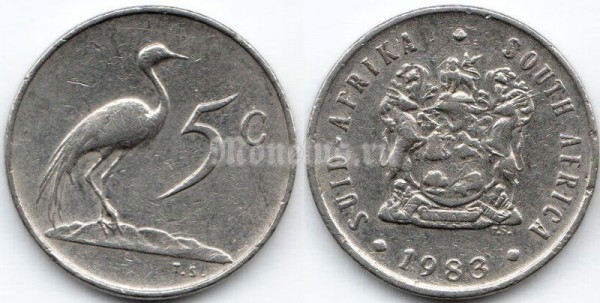 монета Южная Африка 5 центов 1983 год