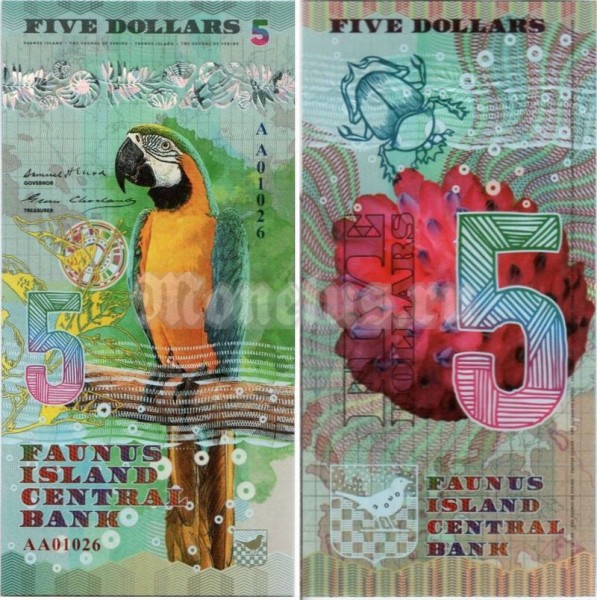 бона Остров Фаунус 5 долларов 2020 год