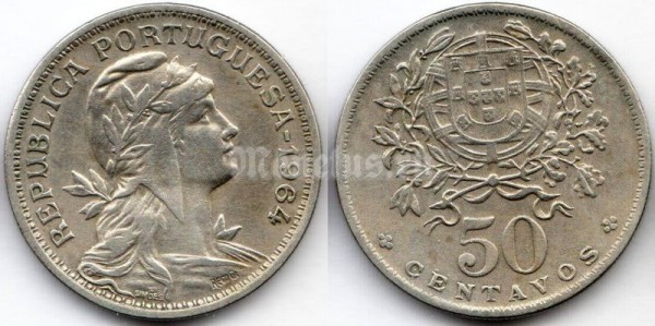 монета Португалия 50 сентаво 1964 год
