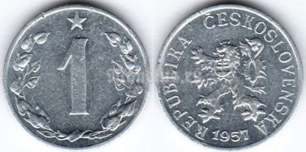 монета Чехословакия 1 геллер 1957 год