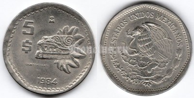 монета Мексика 5 песо 1984 год