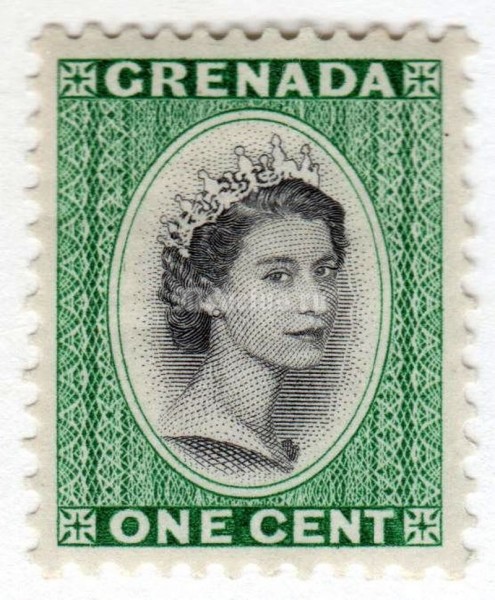 марка Гренада 1 цент "Queen Elizabeth II" 1953 год