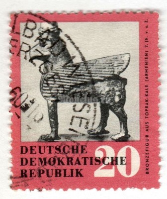 марка ГДР 20 пфенниг "Bronze figure from Toprak-Kale" 1959 год Гашение